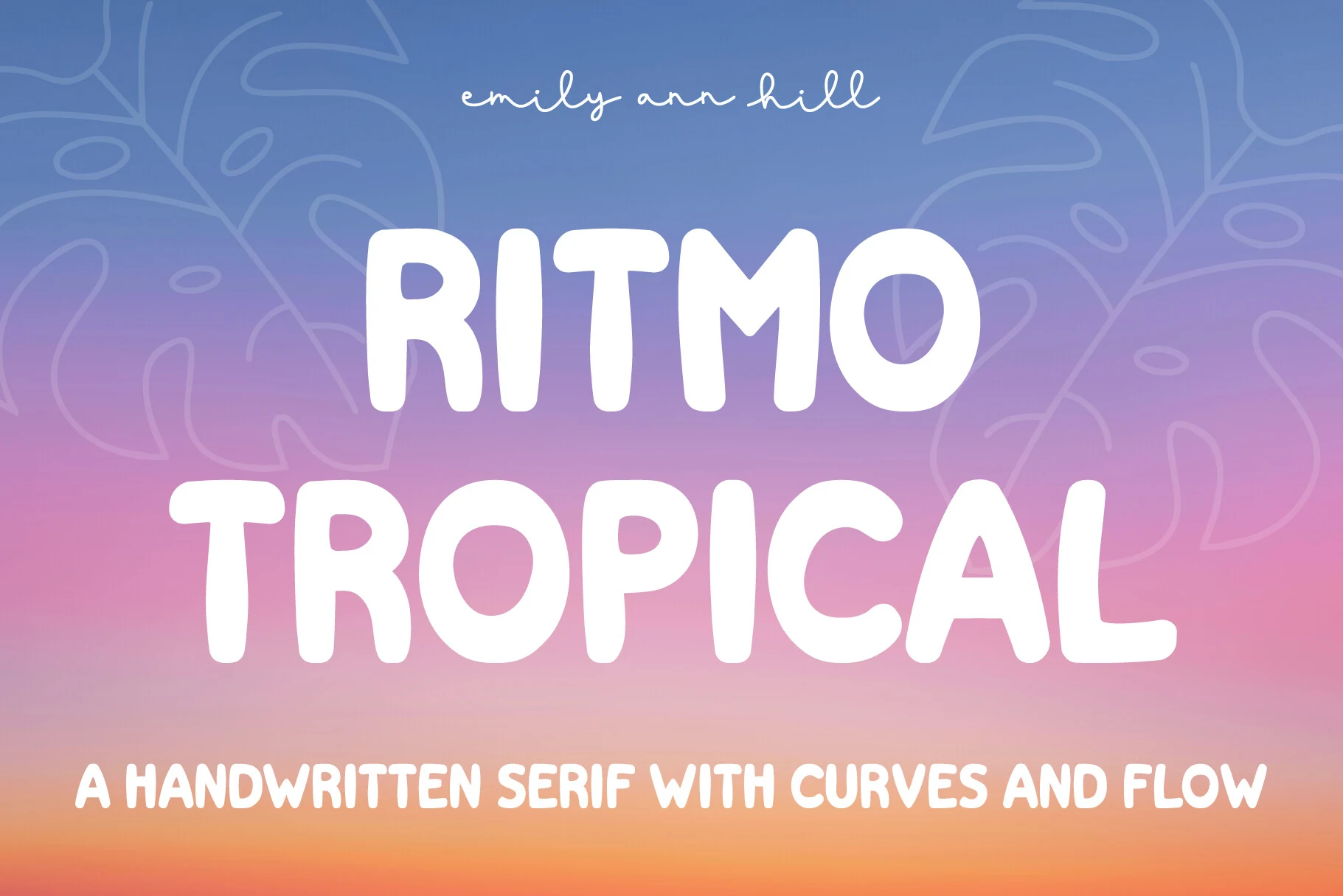 Ritmo Tropical Font preview with bold rounded white handwritten lettering