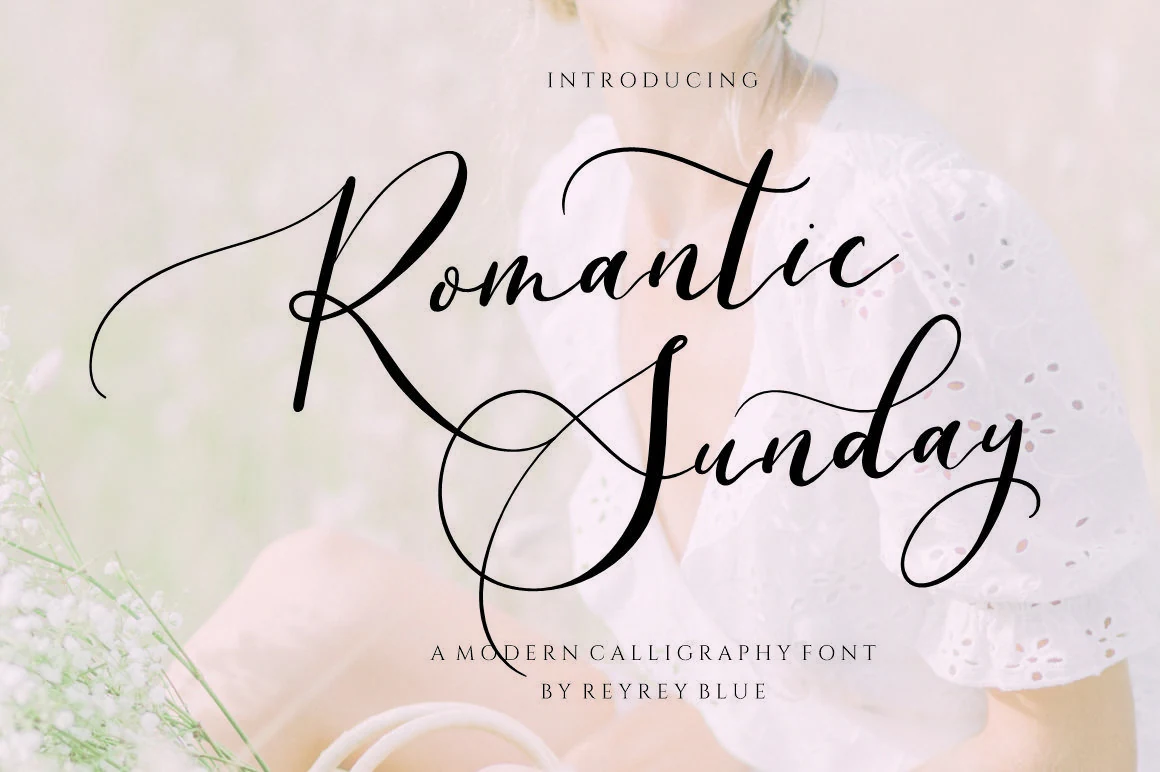 Romantic Beauty Font thin black calligraphy script with long swashes