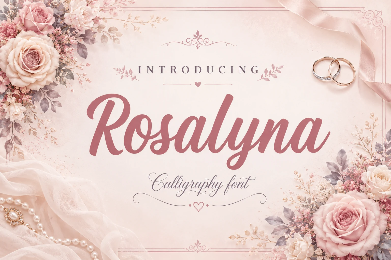 Rosalyna Font smooth pink handwritten script with rounded brush strokes