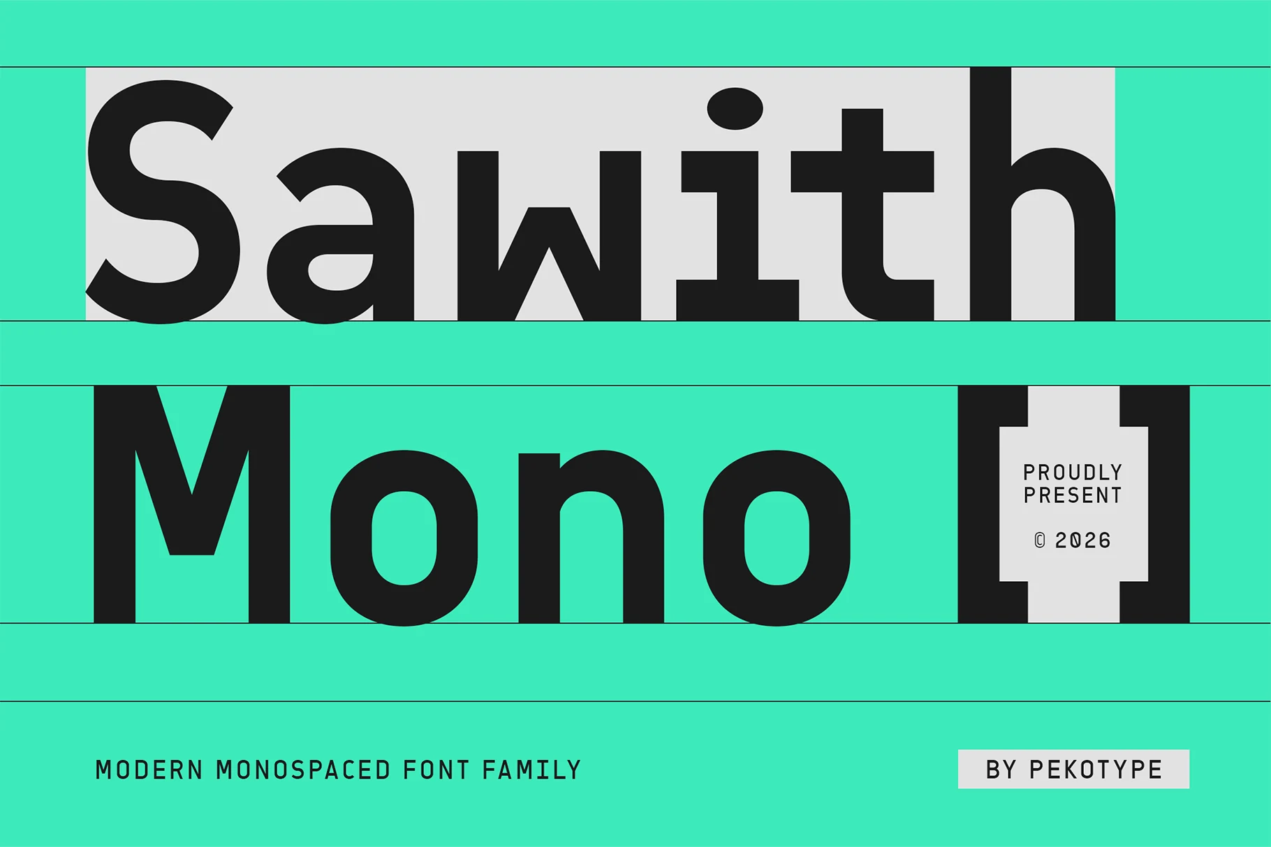 Sawith Mono Font preview with bold monospaced sans serif lettering