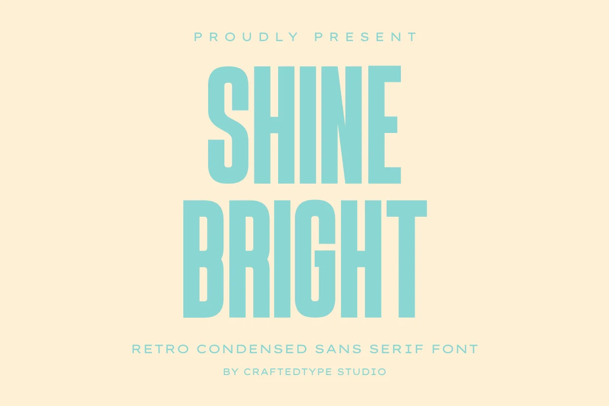 Shine Bright Font tall retro aqua condensed sans serif lettering