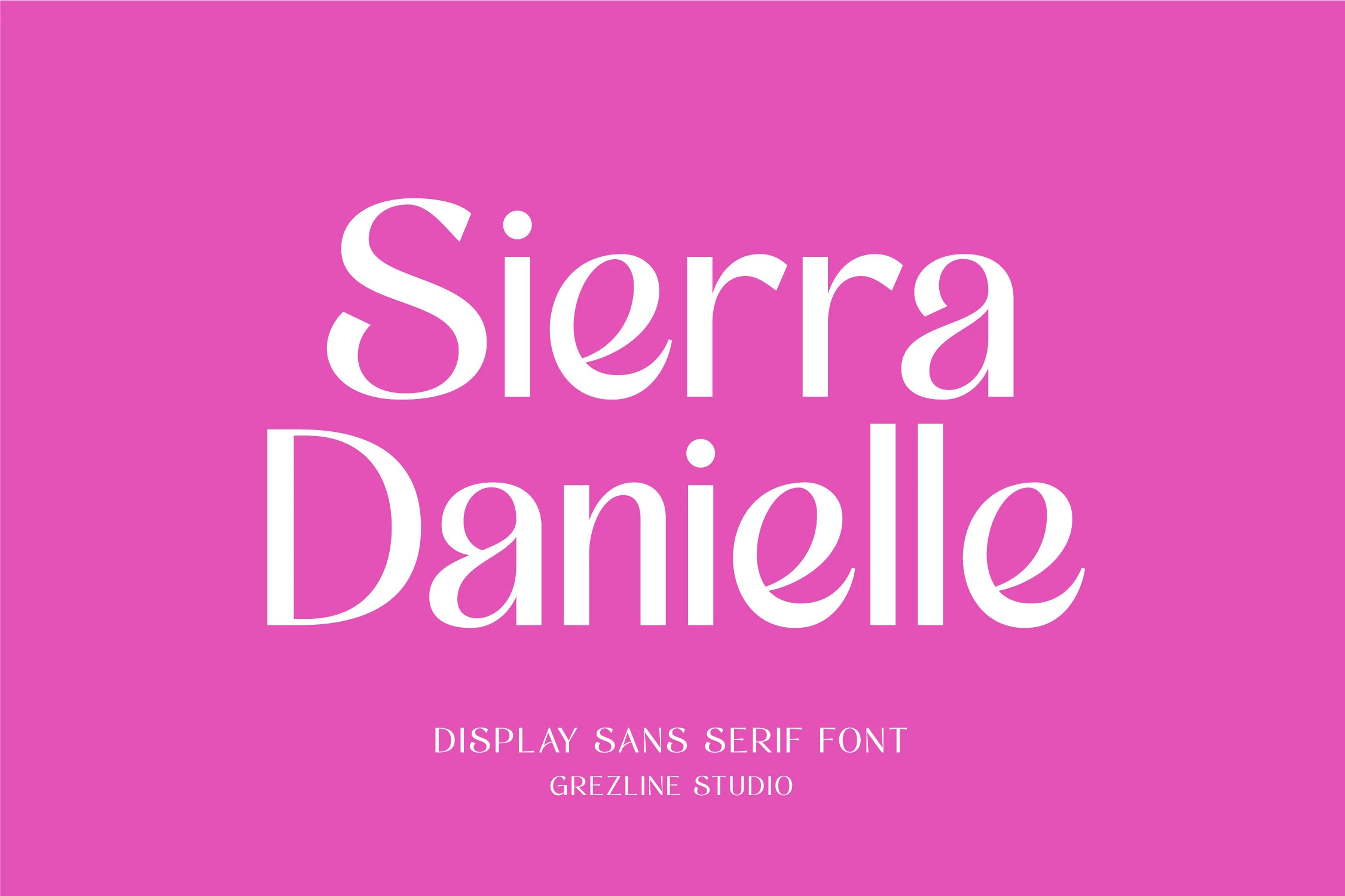 Sierra Danielle Font preview with elegant high-contrast display letters on a bright pink background