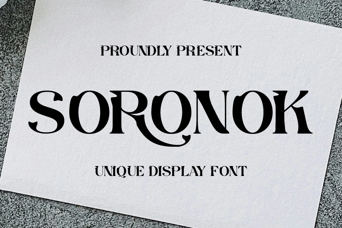 Soronok Font preview with elegant decorative display lettering