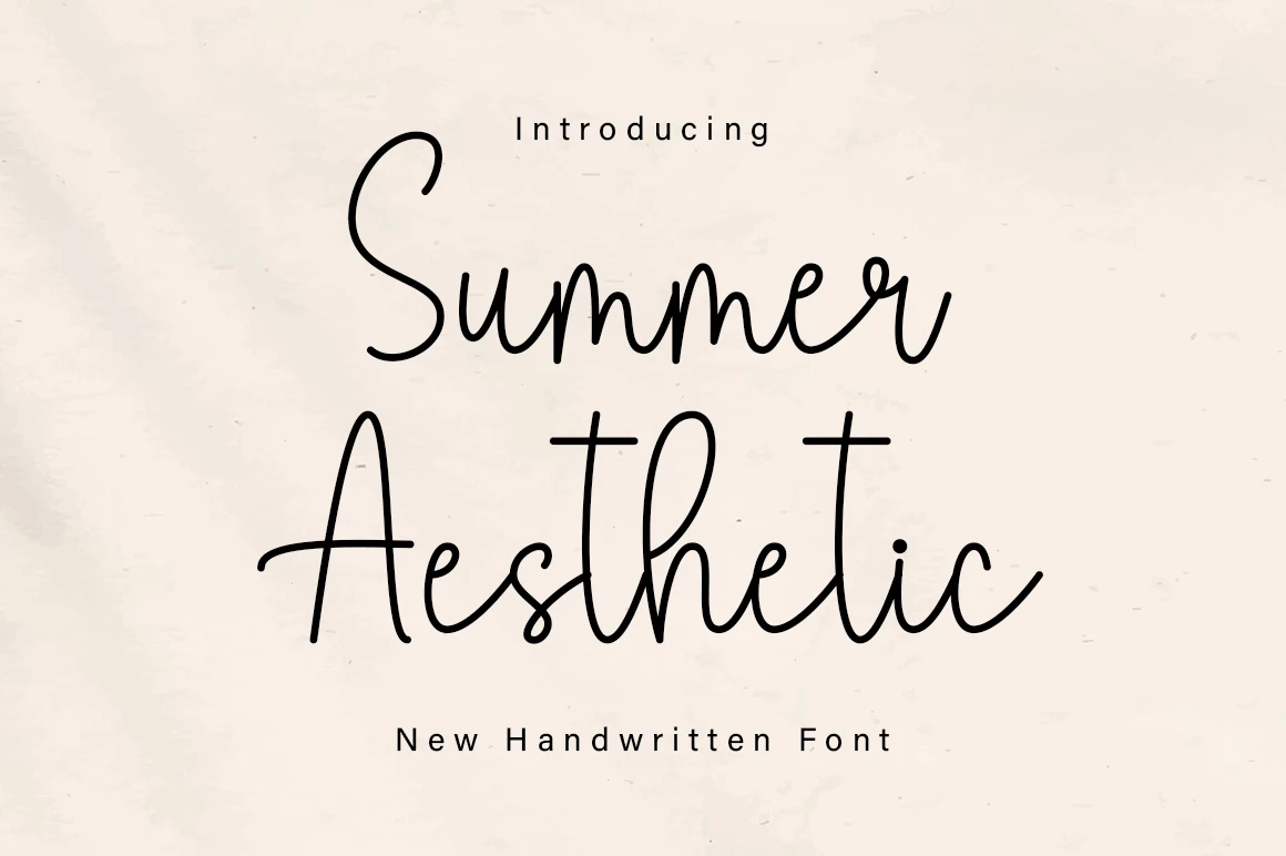 Summer Aesthetic Font preview in clean black handwritten script on a soft beige background