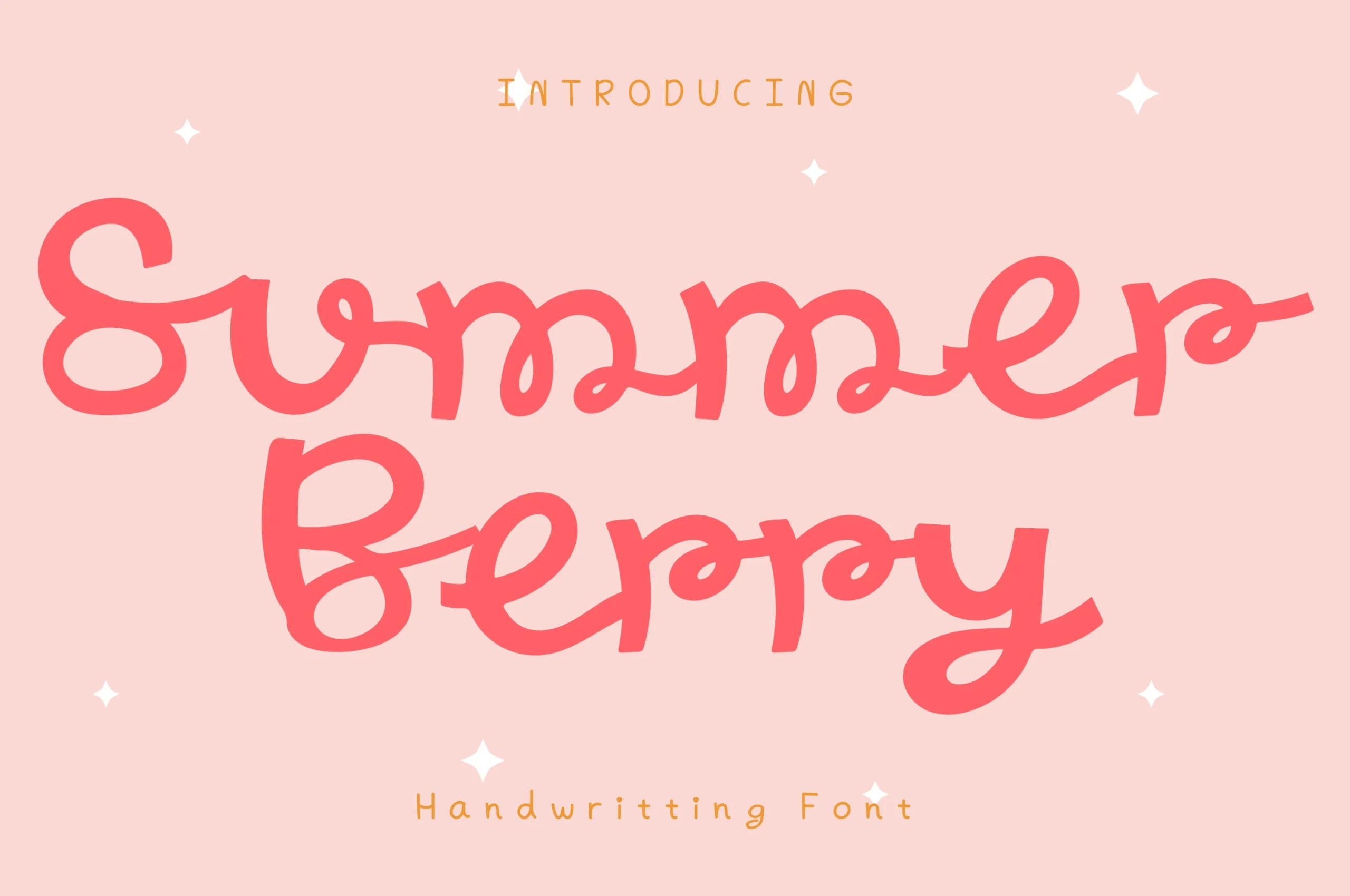 Summer Berry Style Font preview with coral pink playful handwritten script and rounded connected letters