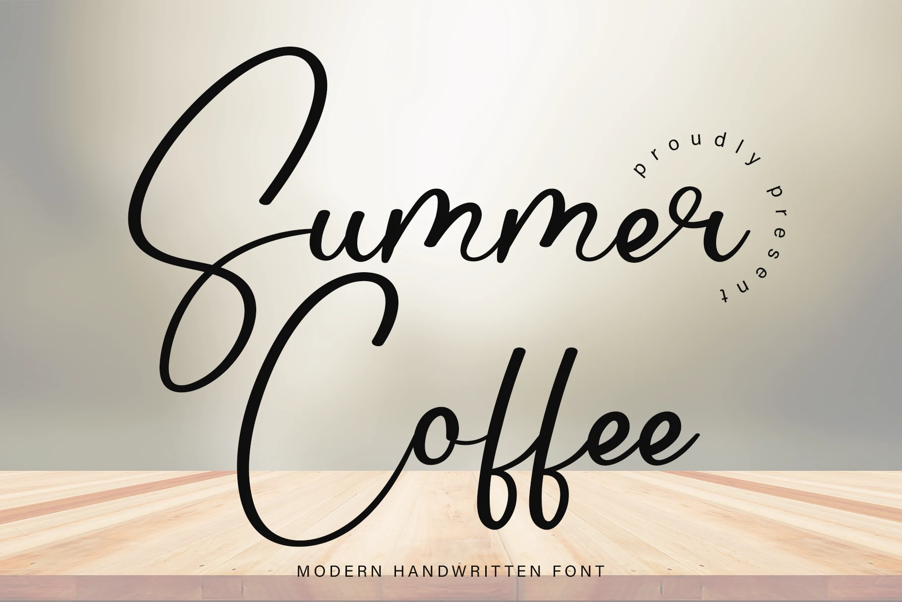 Summer Coffee Font preview with bold black handwritten script and sweeping capitals