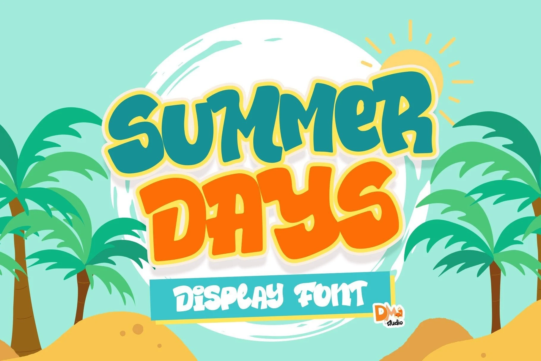 Summer Days Font preview with bubbly teal and orange display lettering
