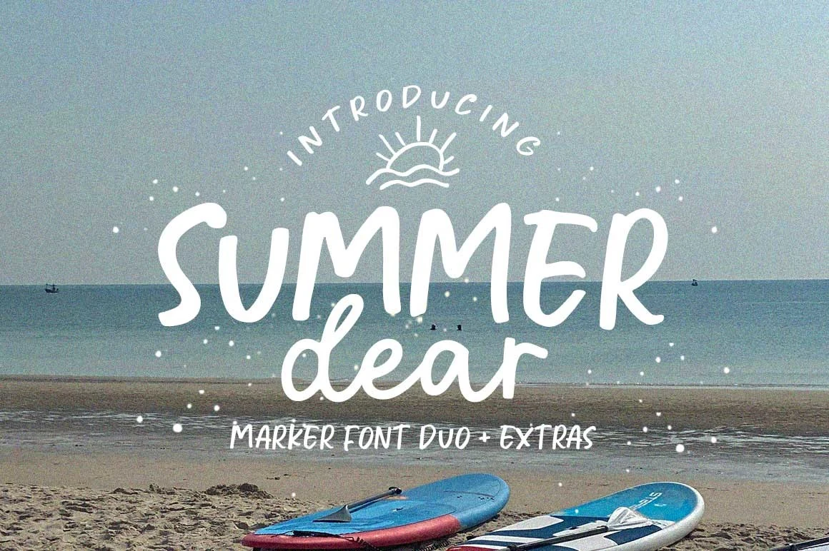 Summer Dear Font preview with white rounded marker-style handwritten lettering