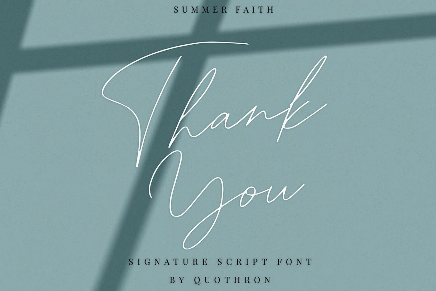 Summer Faith Font preview with thin white signature script and dramatic looping capitals