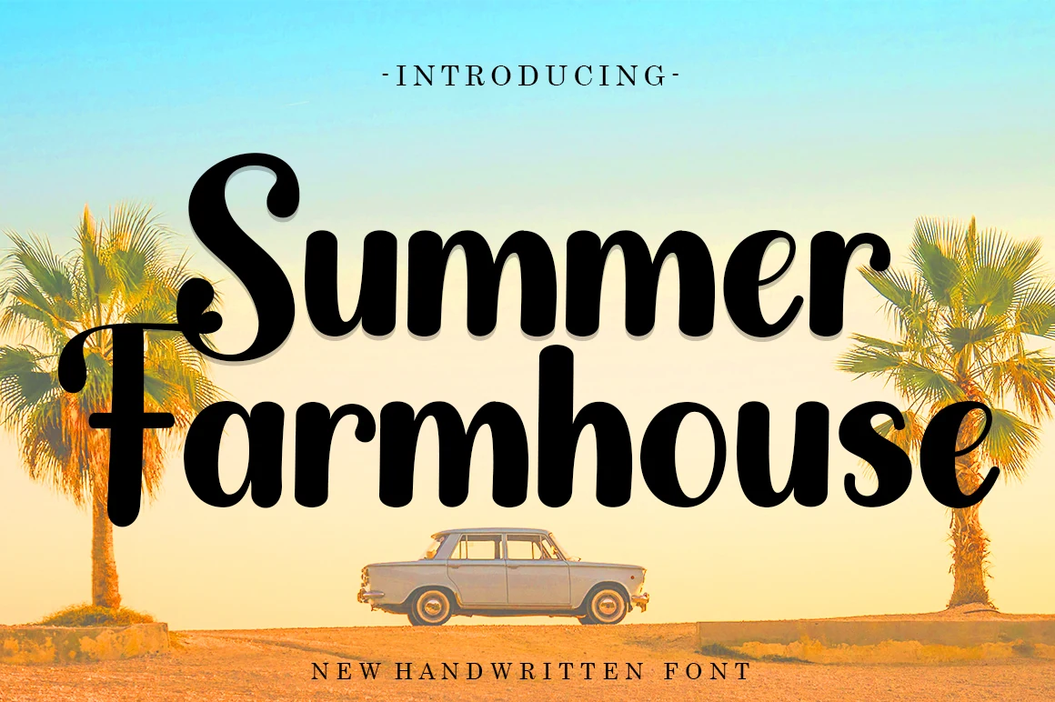 Summer Farmhouse Font preview with bold rounded black handwritten lettering