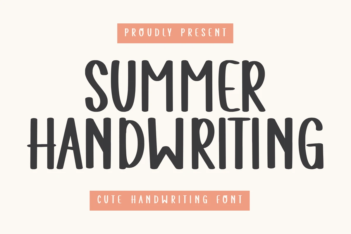 Summer Handwriting Font preview with tall dark hand-drawn letters and rounded narrow shapes