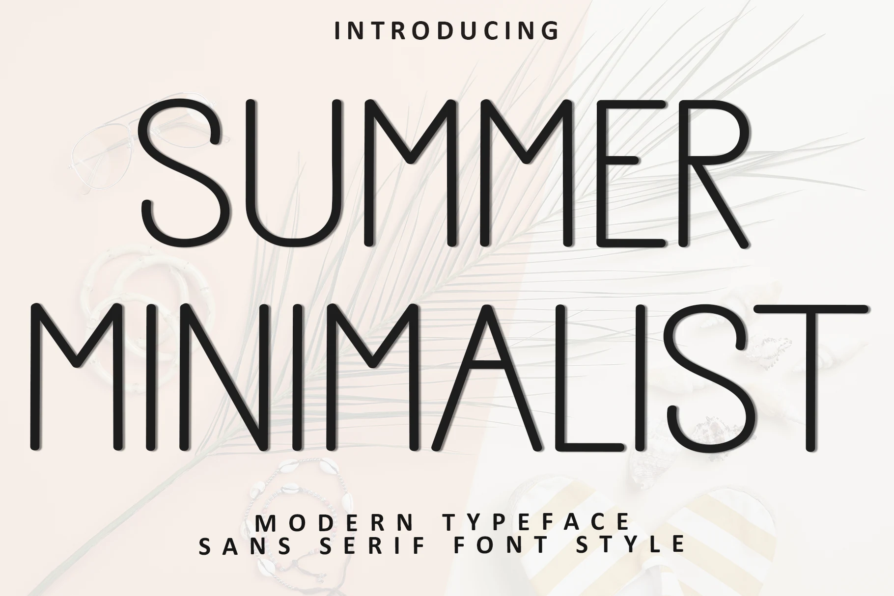 Summer Minimalist Font thin black monoline sans serif lettering on a soft beige background