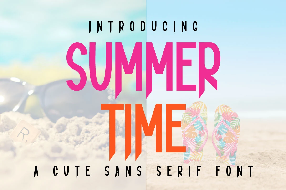 Summer Time Font bright pink and orange angular sans serif lettering