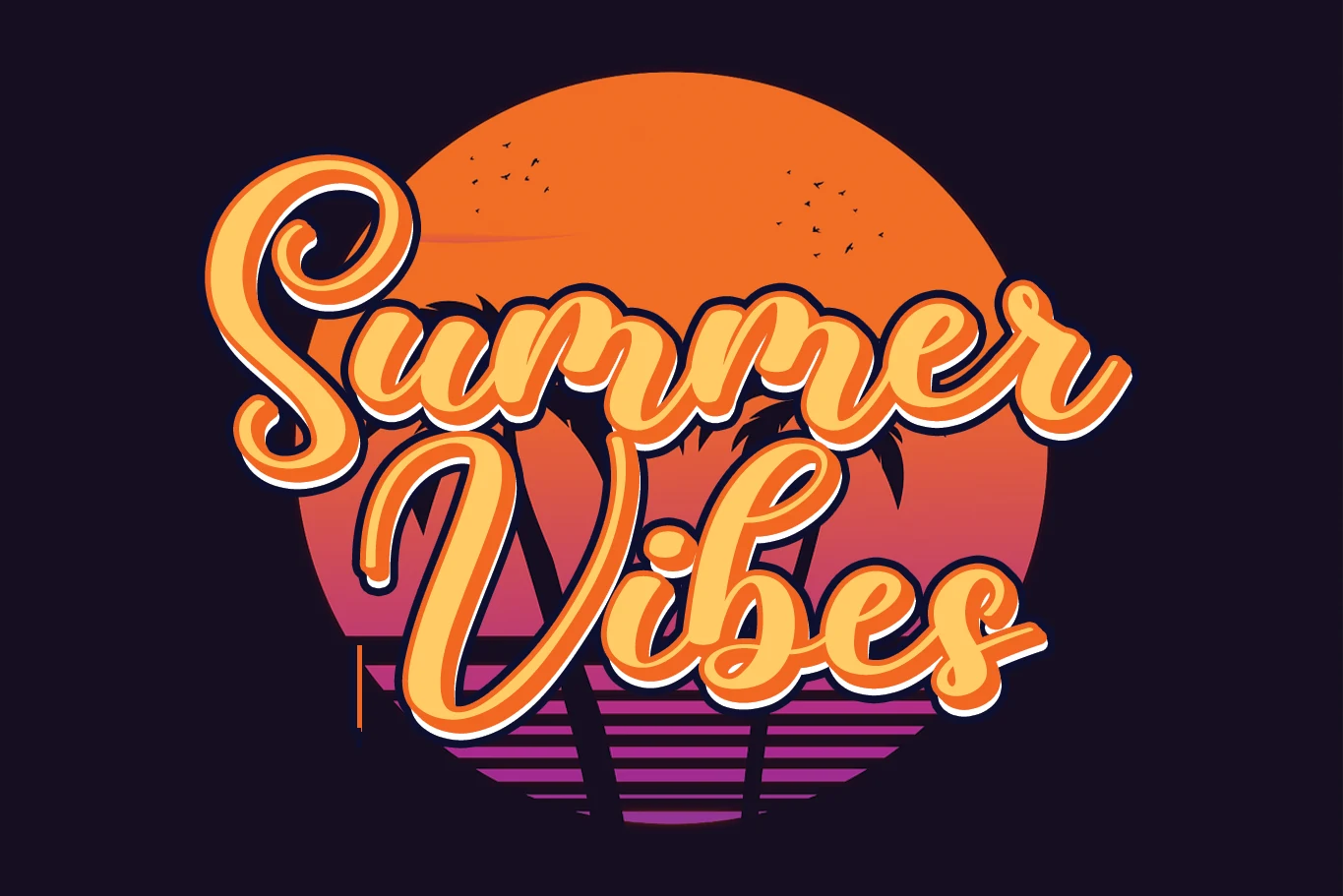 Summer Vibes Font preview with bold white beach-style display lettering and wave cutout details