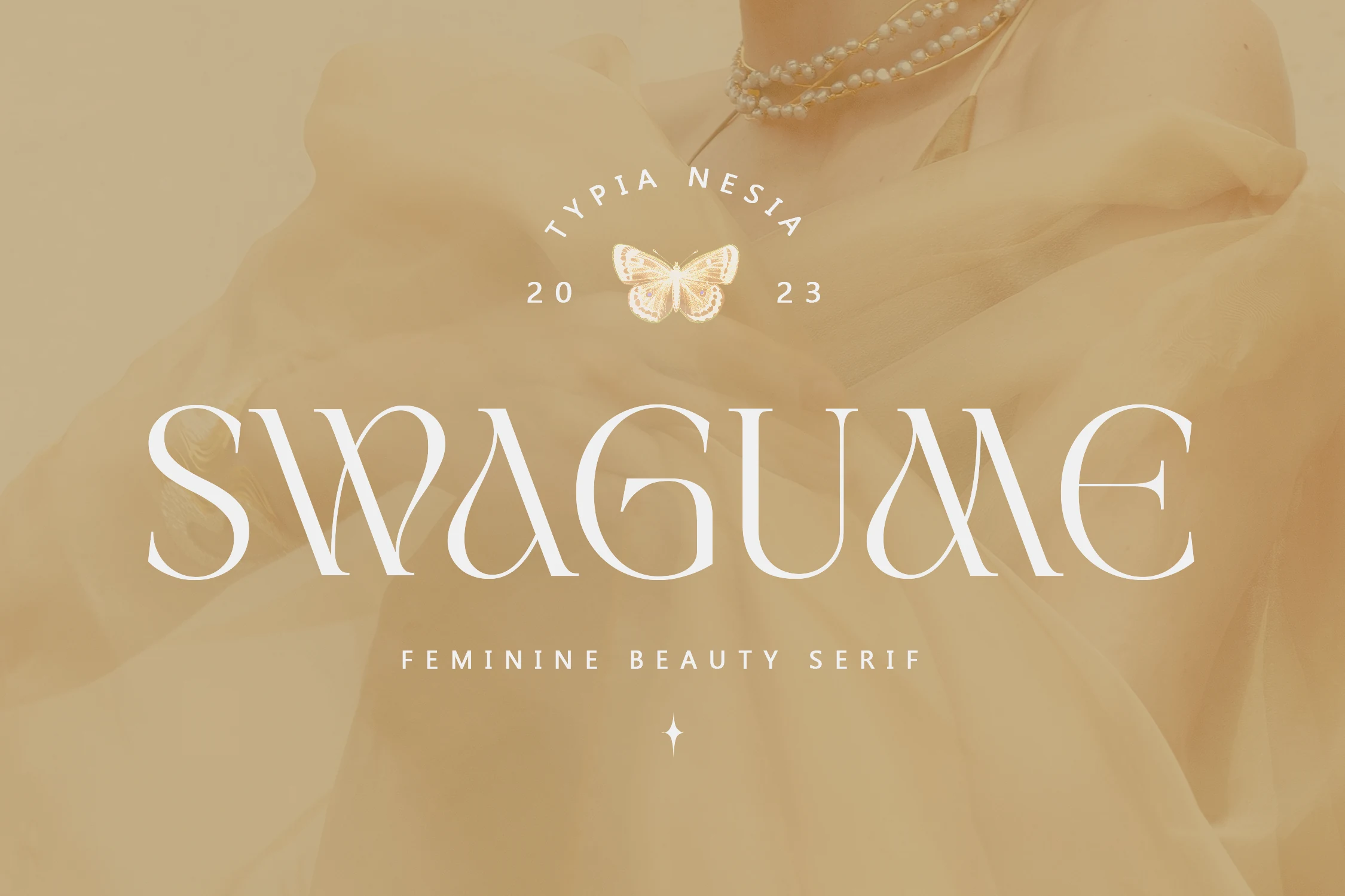 Swagume Font preview with feminine serif letters, thin strokes, and flowing curves