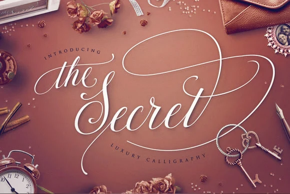 The Secret Font preview with luxury calligraphy lettering