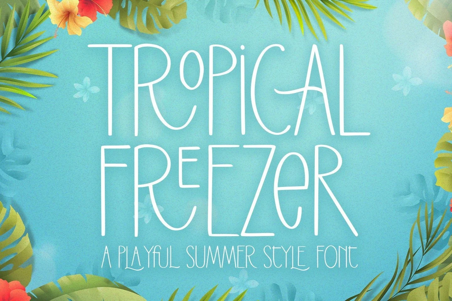 Tropical Freezer Font preview with tall thin playful handwritten lettering