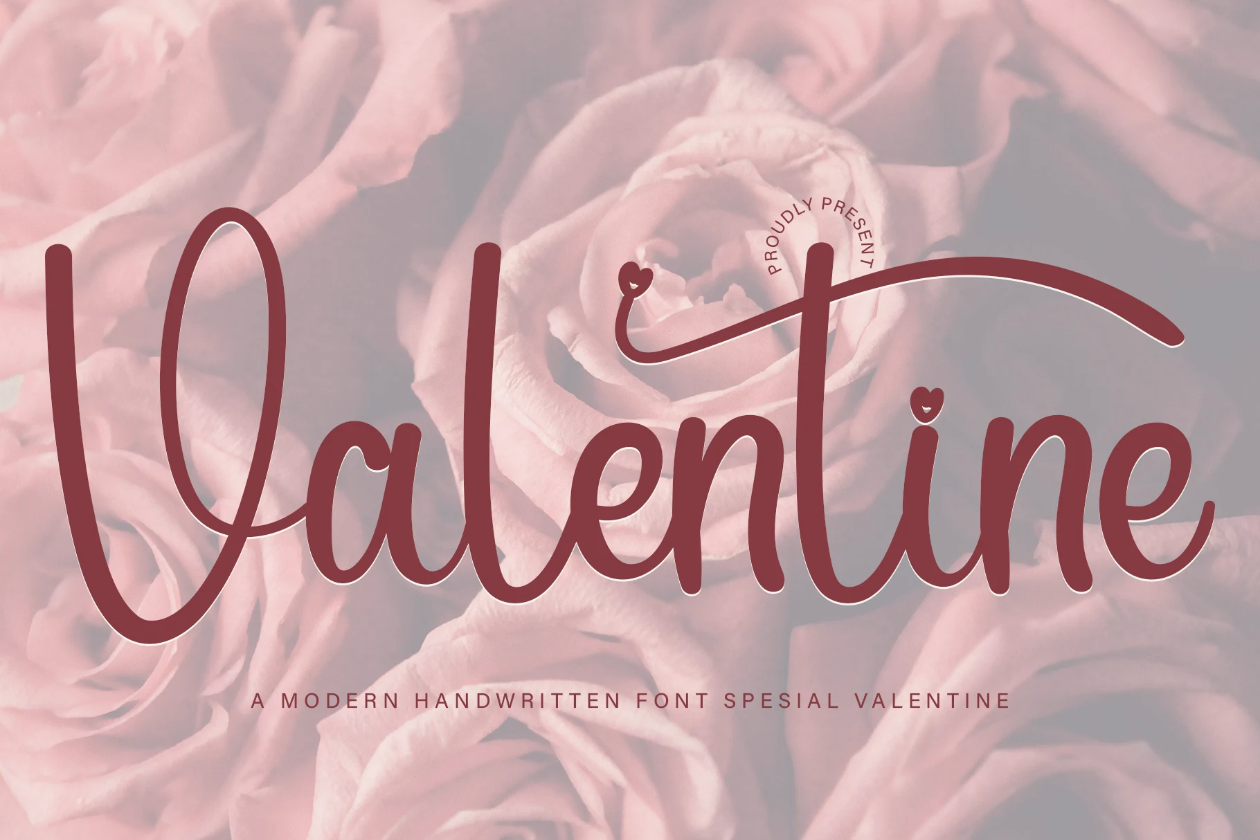 Valentine Font preview with rounded cursive lettering, tall loops, and small heart details