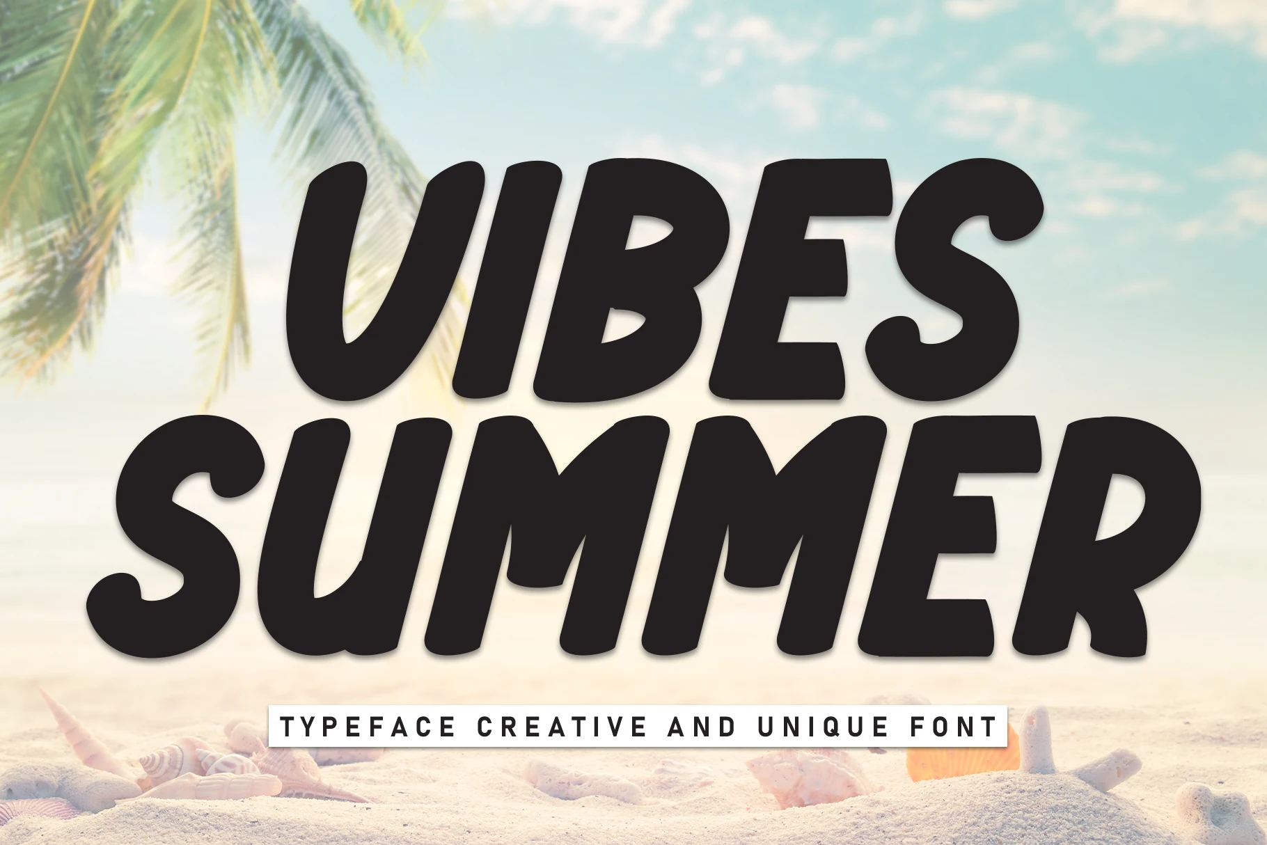 Vibes Summer Font preview with bold rounded black handwritten lettering