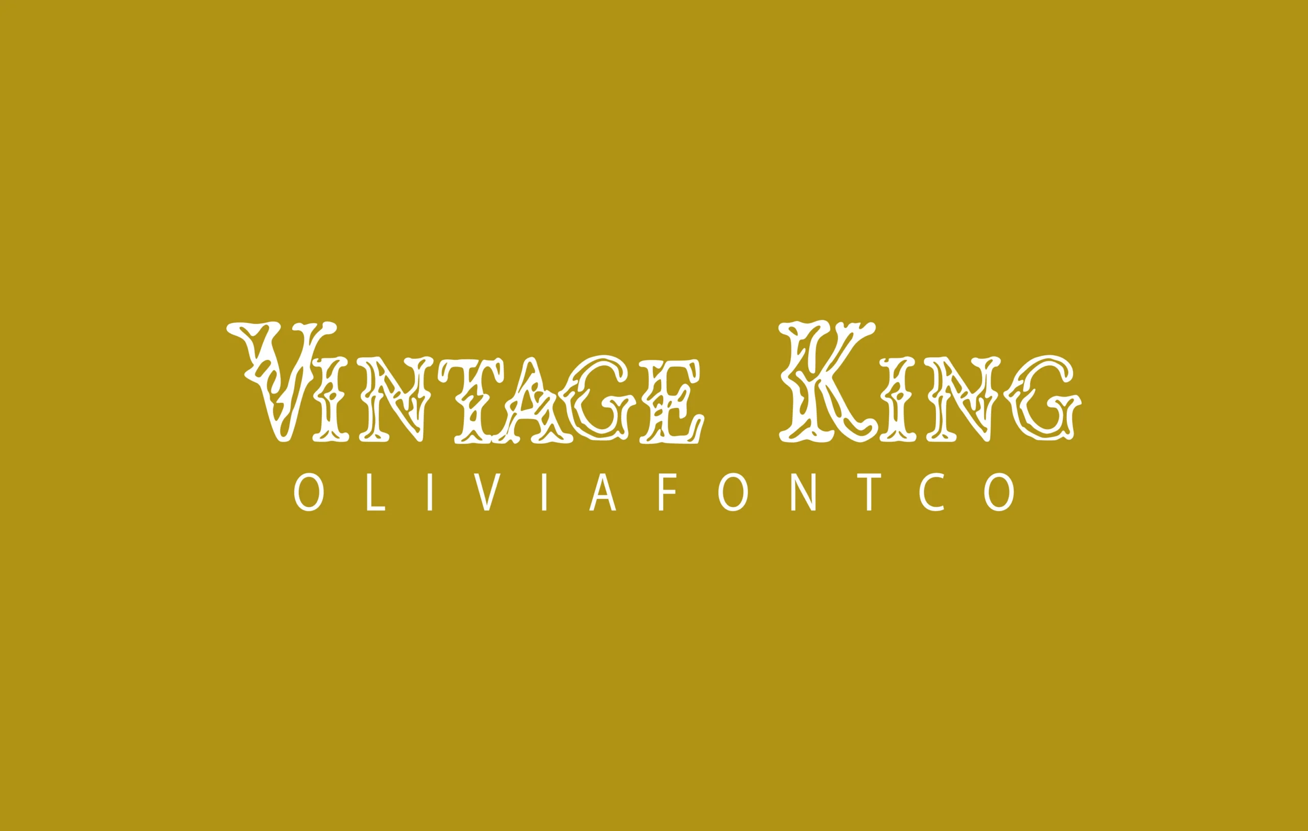 Vintage King Font preview with ornate white serif lettering and hand-drawn decorative texture