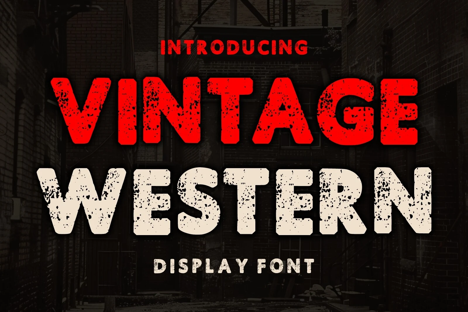 Vintage Western Font preview with distressed red and cream bold display lettering