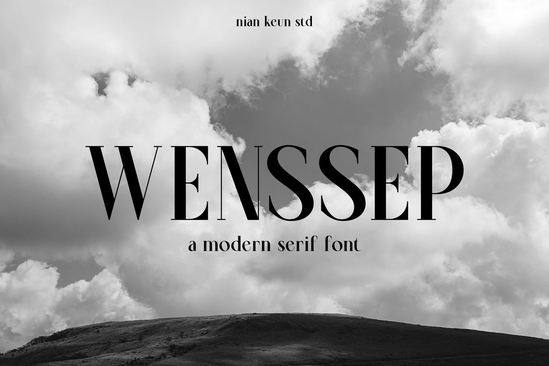 Wenssep Font preview with bold high-contrast serif letters for fashion branding