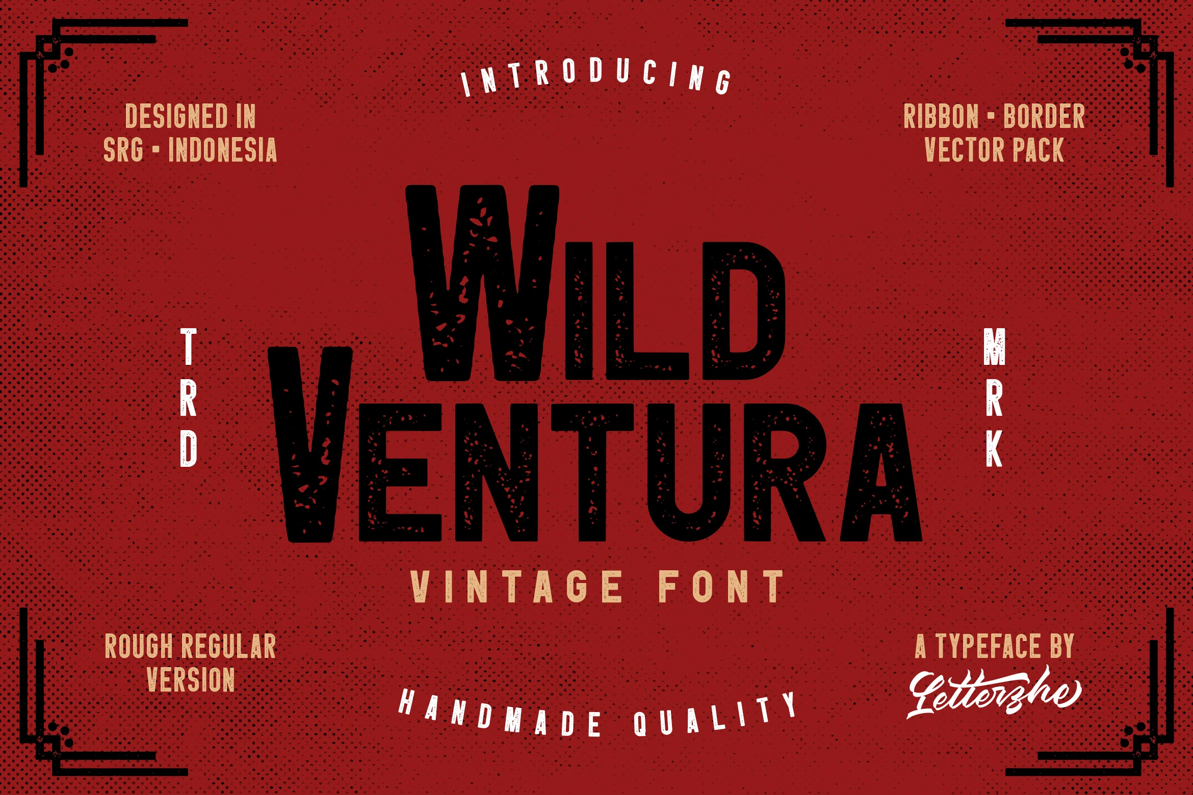 Wild Ventura Vintage Font preview with rough black condensed sans lettering