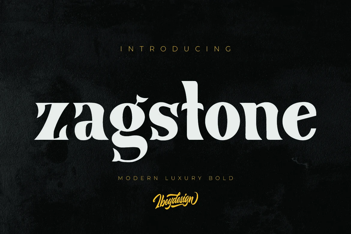 Zagstone Font preview with bold luxury serif letters and curved display shapes