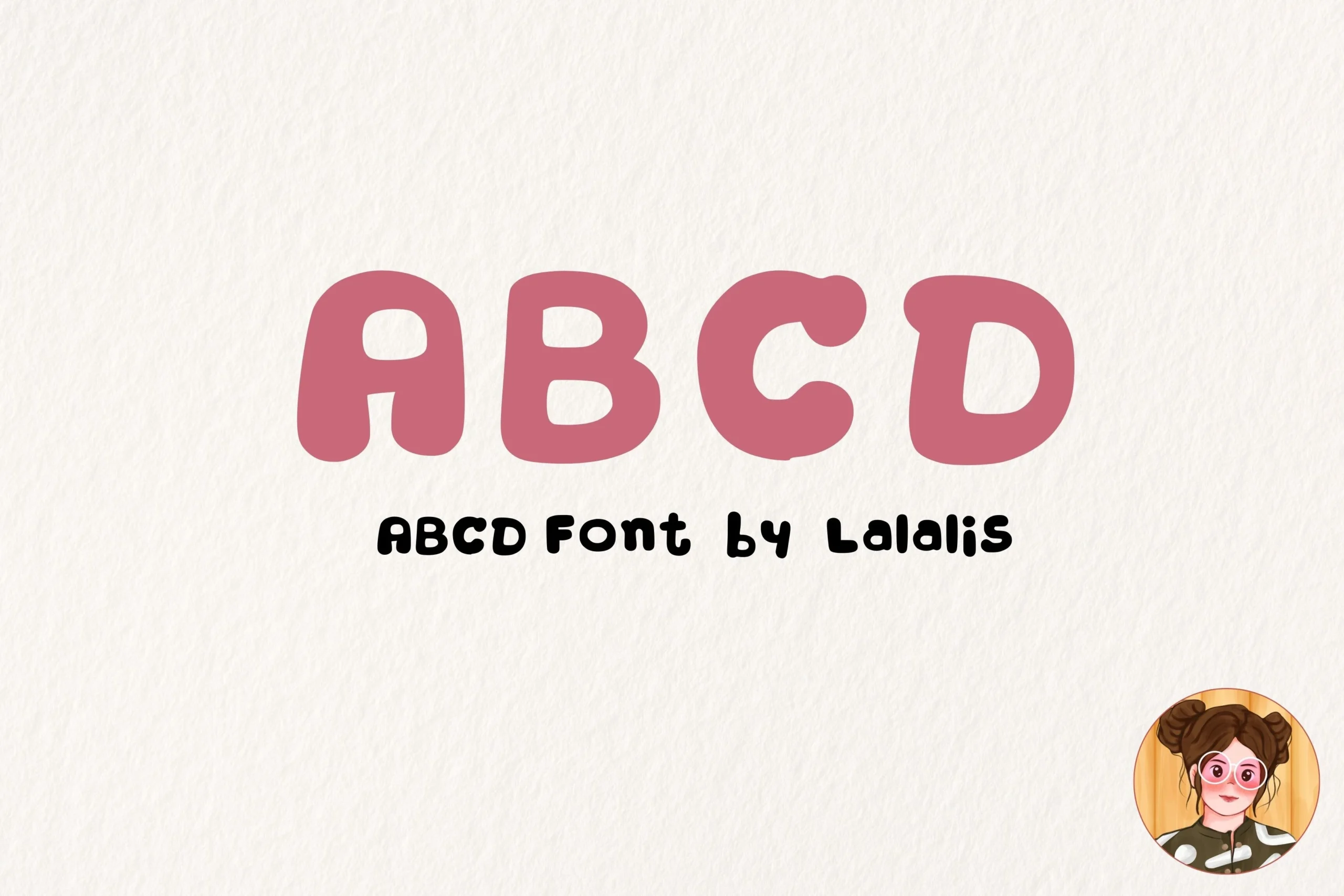 Abcd Font preview in rounded pink bubble-style uppercase letters