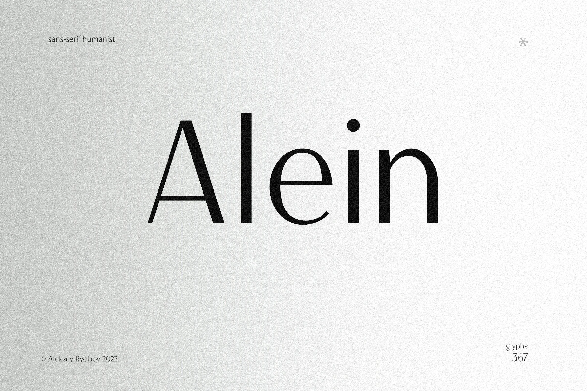 Alein Font preview with slim humanist sans serif lettering