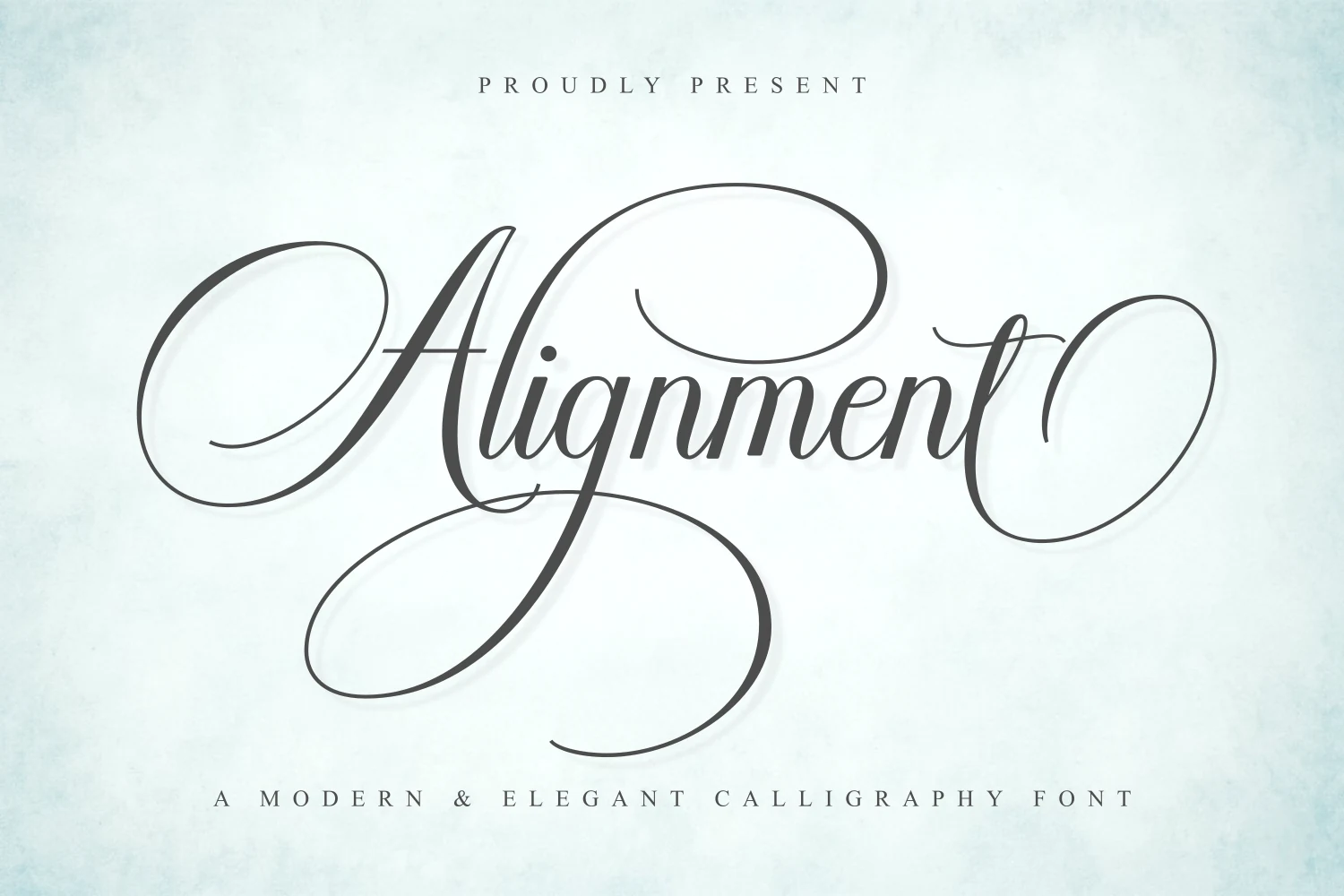Alignment Font preview with elegant calligraphy script, fine contrast, and large looping swashes