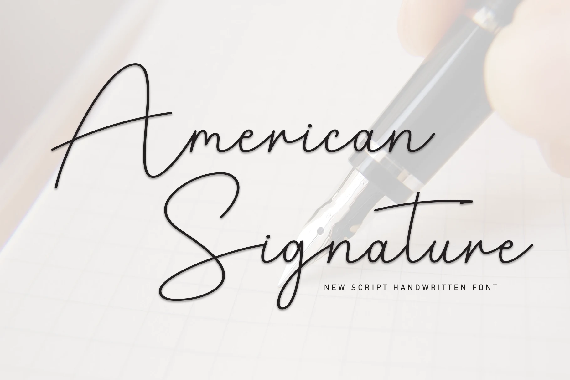 American Signature Font preview in thin black handwritten script with sweeping capitals and elegant signature-style lines