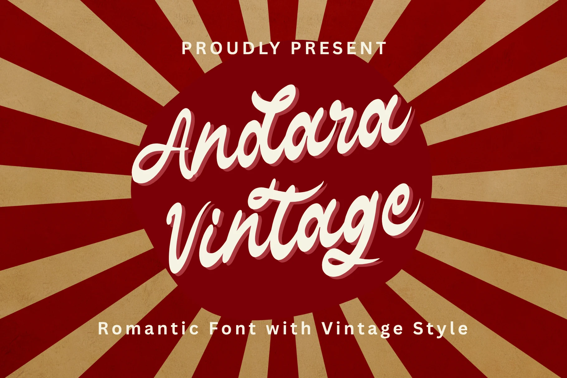 Andara Vintage Font preview in creamy retro script with smooth rounded strokes and soft shadow