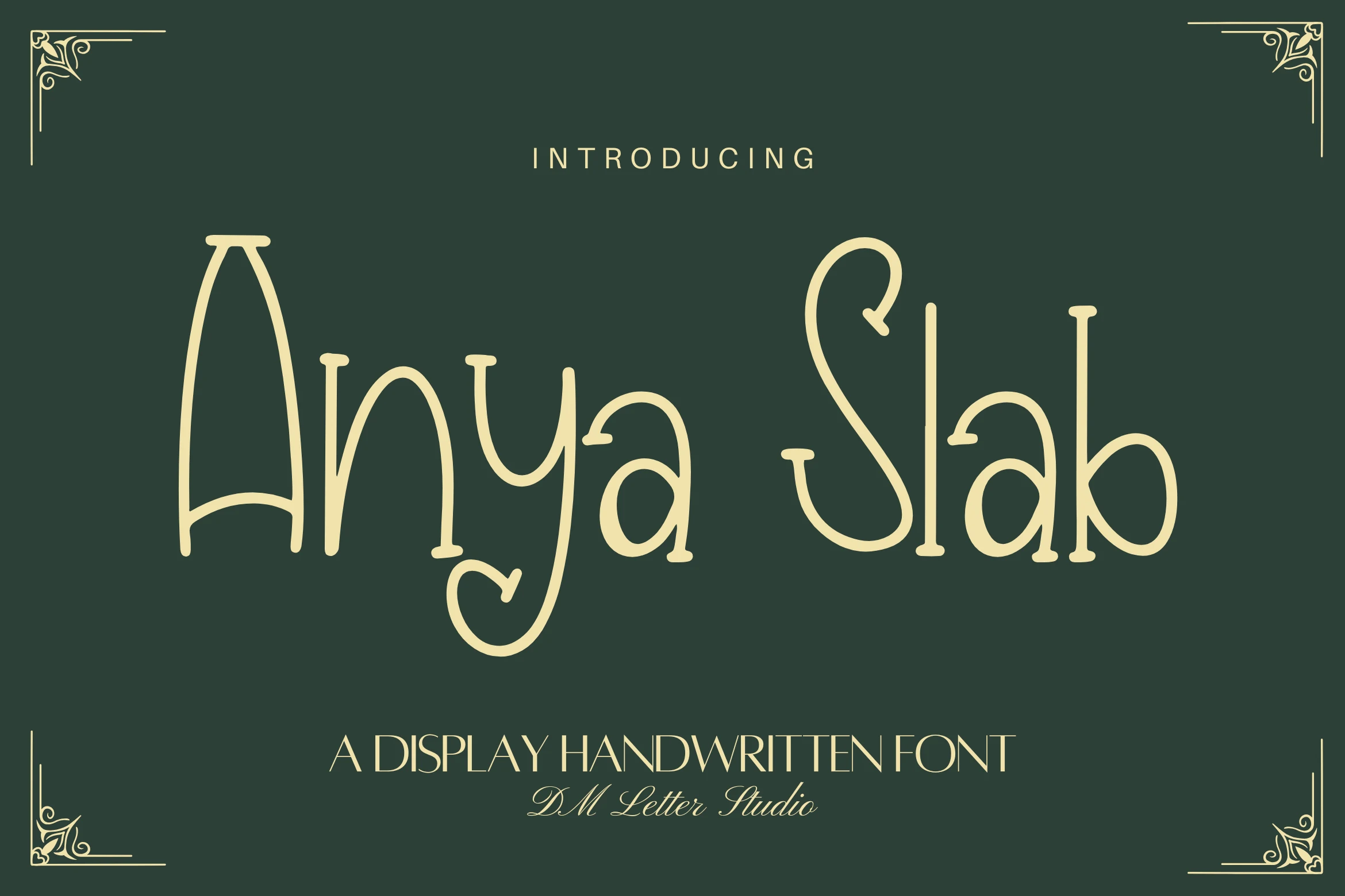 Anya Slab Font preview in tall whimsical display handwritten lettering with soft slab-like terminals