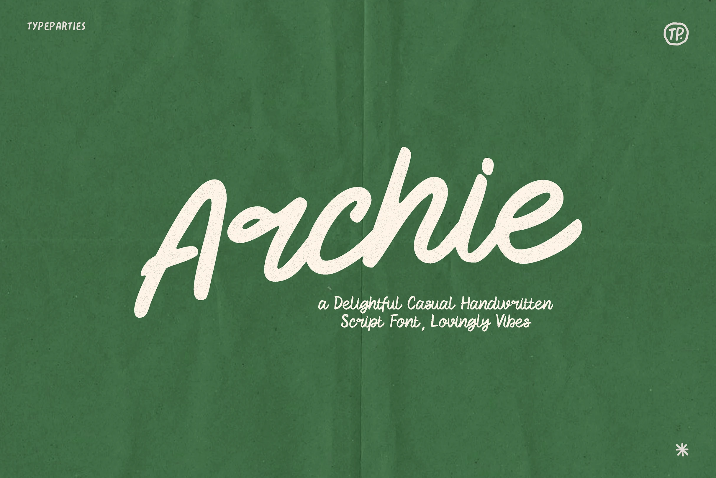 Archie Font preview in thick white casual handwritten script with rounded flowing curves