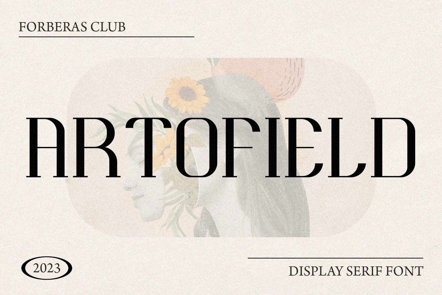 Artofield Font preview with tall black display serif lettering and high-contrast strokes