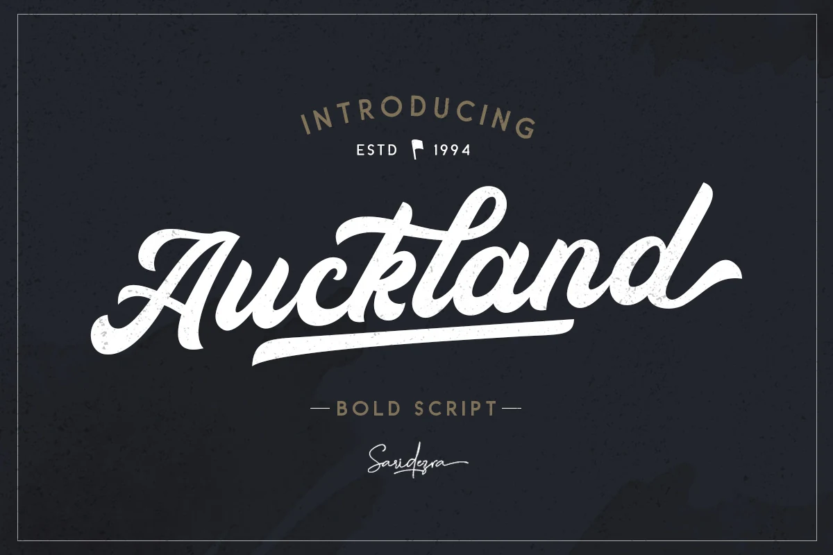 Auckland Script Font bold white vintage script lettering with an underline