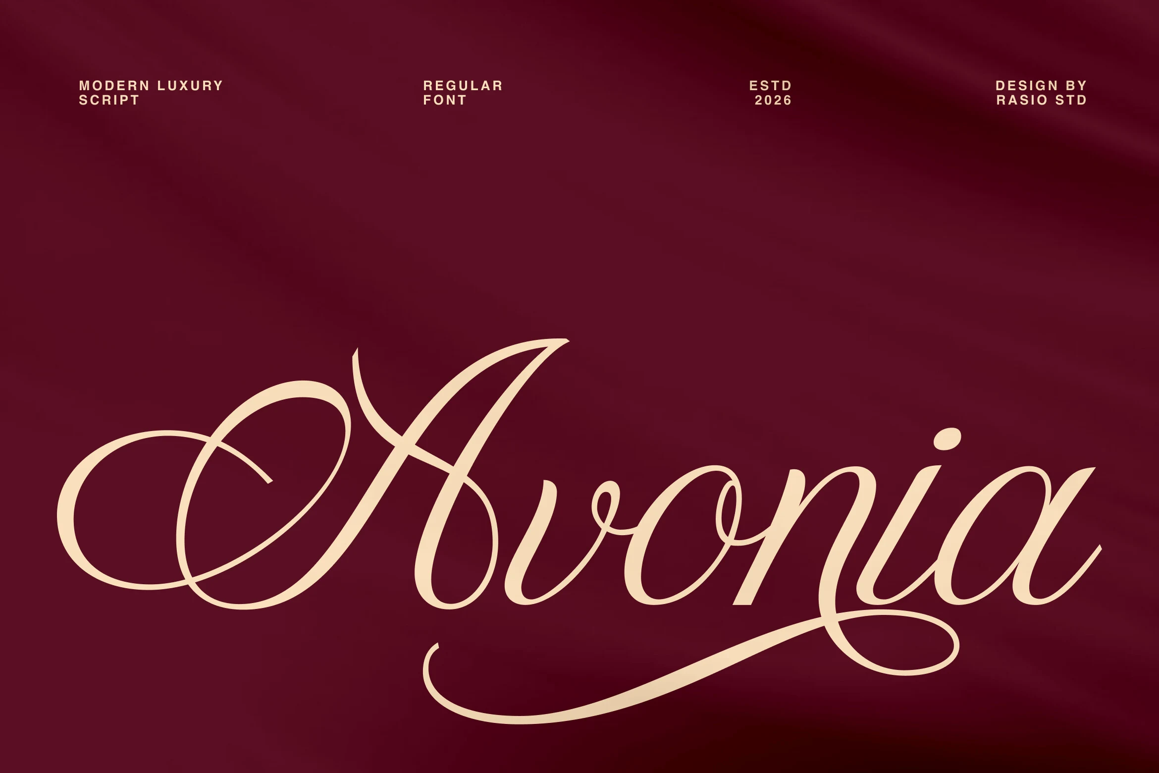 Avonia Font cream high-contrast script preview with elegant swashes