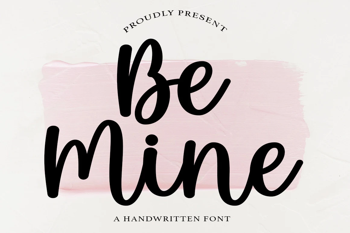 Be Mine Font preview with bold rounded handwritten script and smooth connected strokes