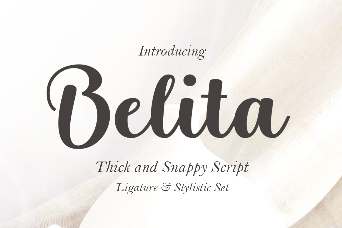 Belita Font thick gray script with rounded strokes and a looping capital B