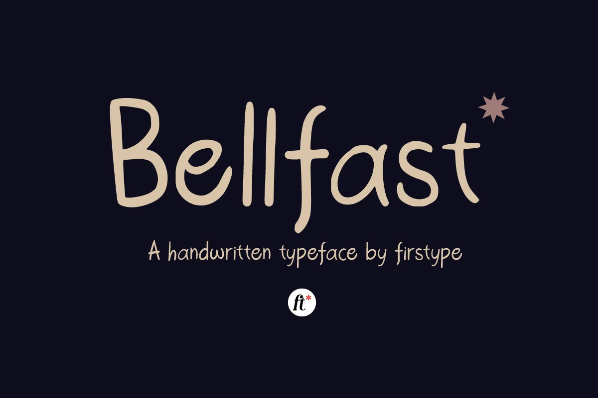 Bellfast Font preview in rounded beige handwritten lettering