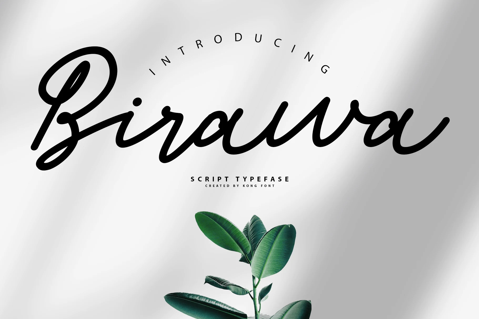 Birawa Font preview in bold black handwritten script with a large looping capital B