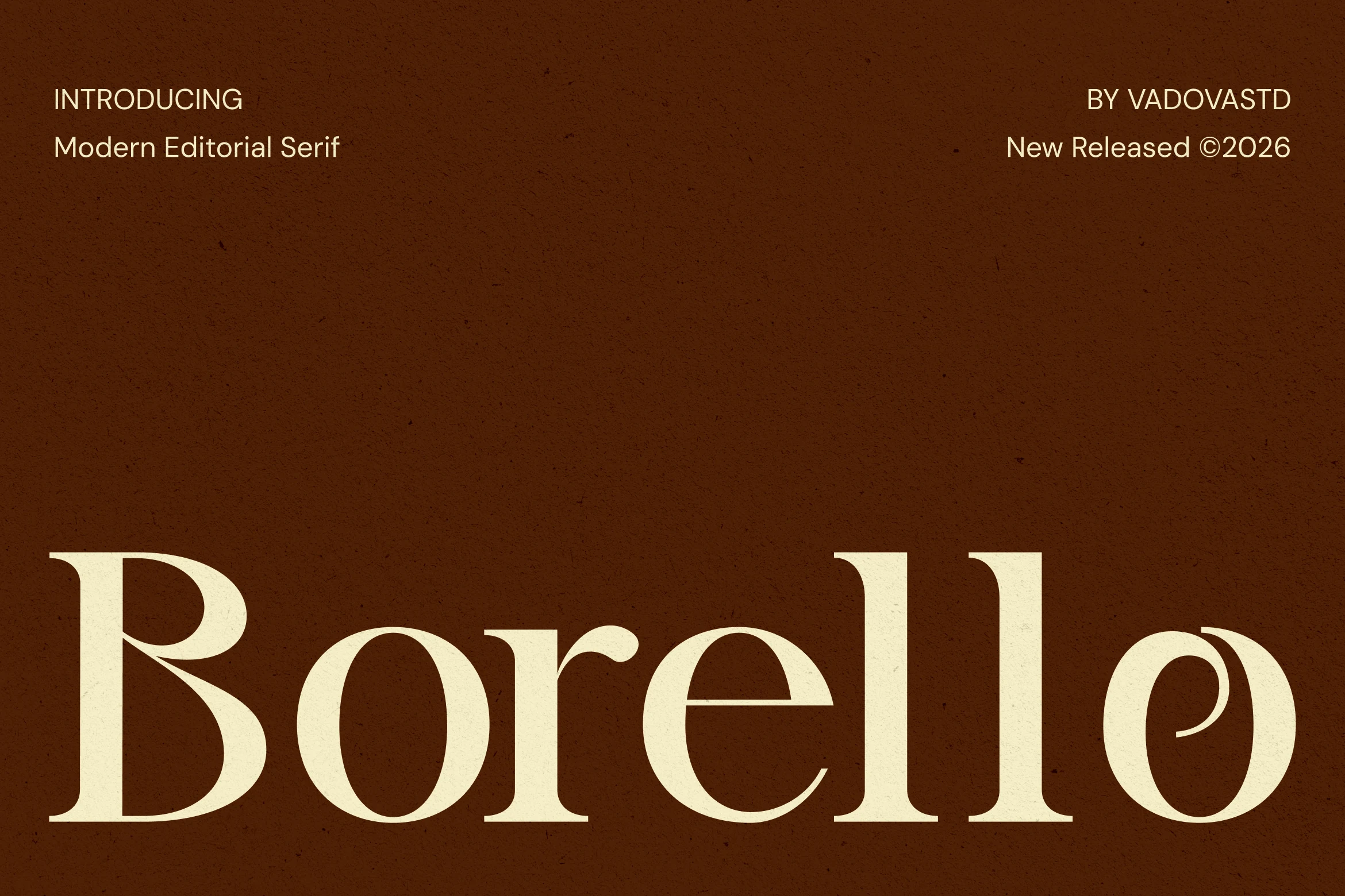 Borello Font preview with bold editorial serif lettering, high-contrast curves, and sharp details