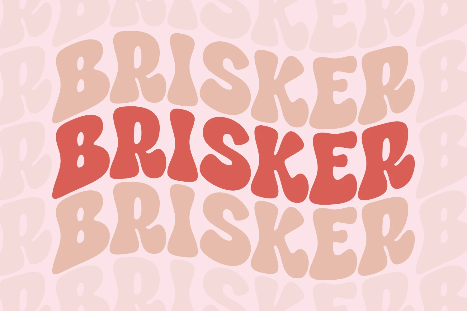 Brisker Font preview in chunky peach and coral groovy lettering