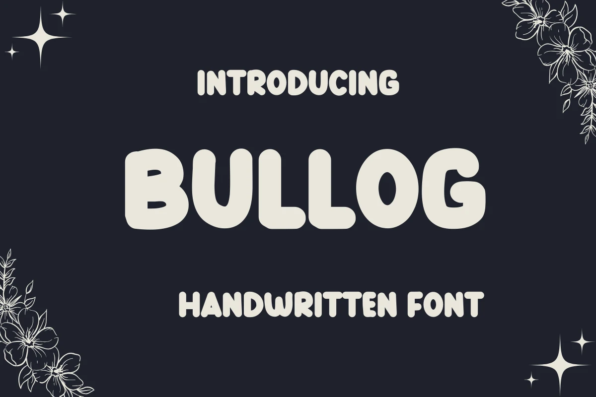 Bullog Font preview with rounded cream bubble-style handwritten letters