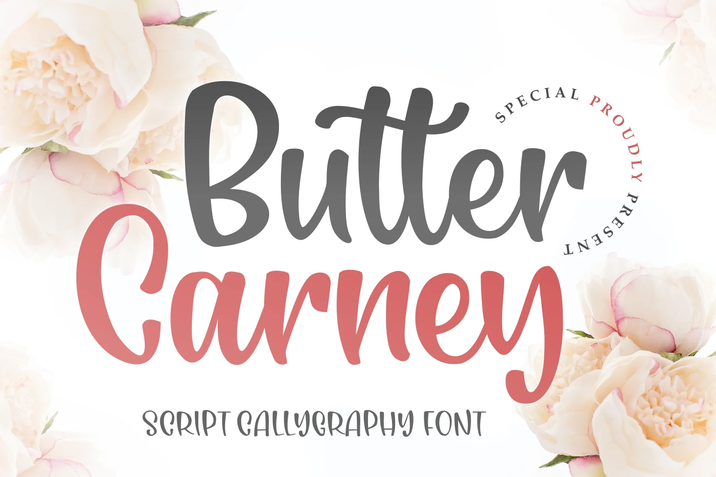 Butter Carney Font preview in bold rounded handwritten script with thick strokes