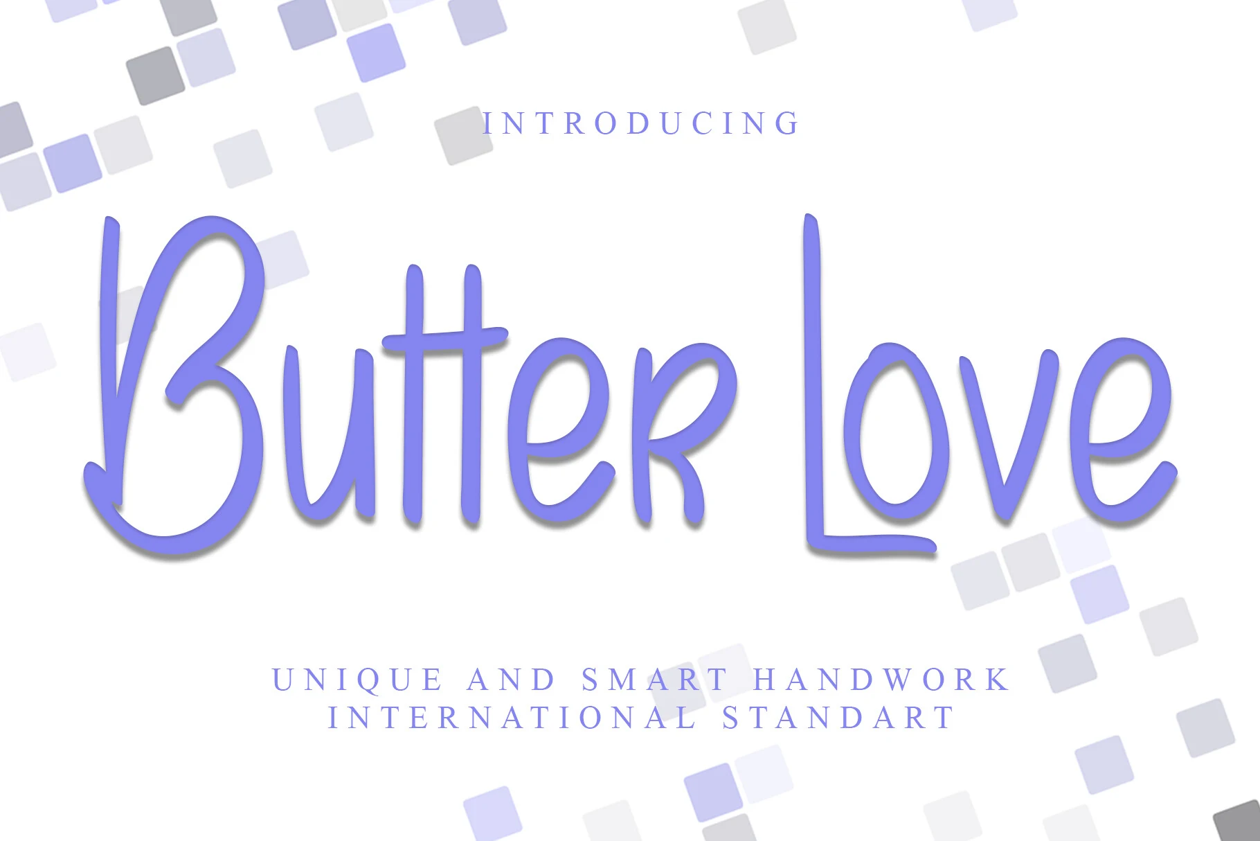 Butter Love Font preview in slim lavender handwritten lettering