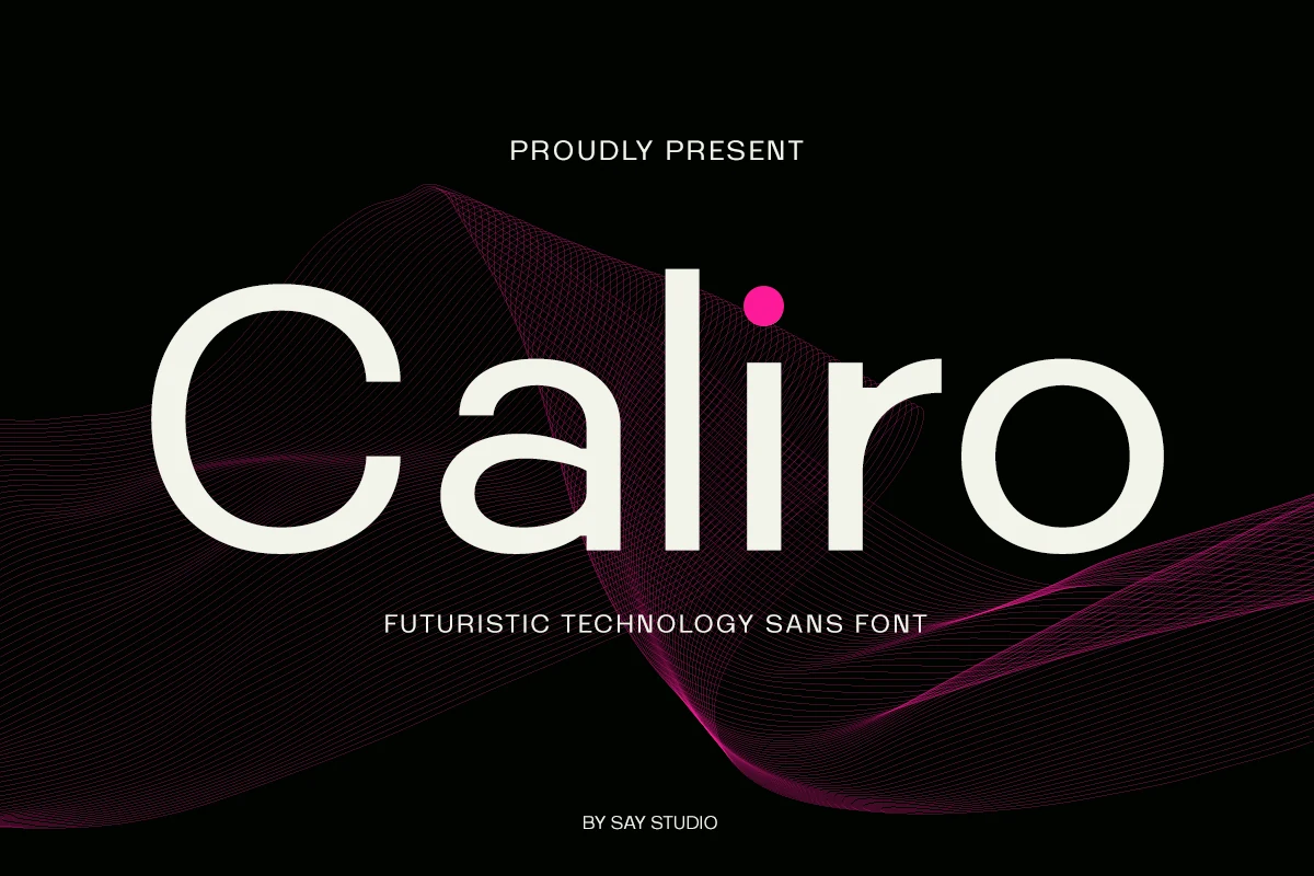 Calior Font preview in clean futuristic sans serif lettering with a pink accent dot