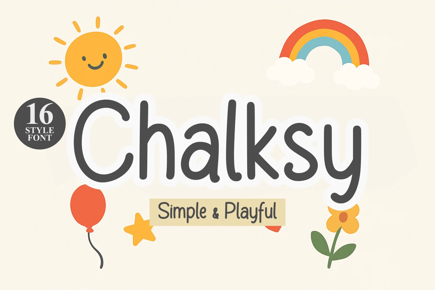 Chalksy Font preview with rounded dark gray playful handwritten lettering