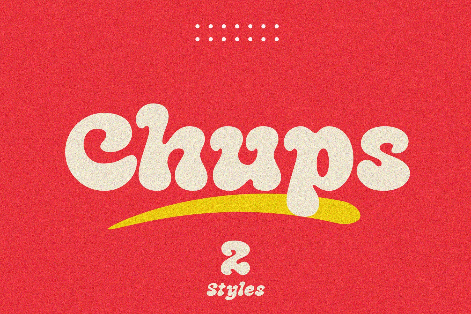 Chups Font preview with cream groovy display lettering and rounded psychedelic 70s curves